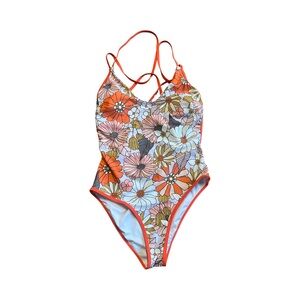 Cupshe Floral One Piece Swimsuit - Orange and White